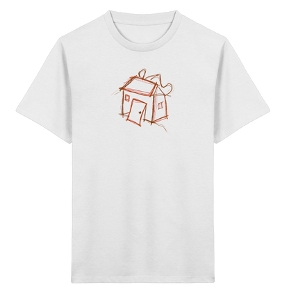 Kakaobraunes Ranzenhaus Motiv - Kinder Bio T-Shirt