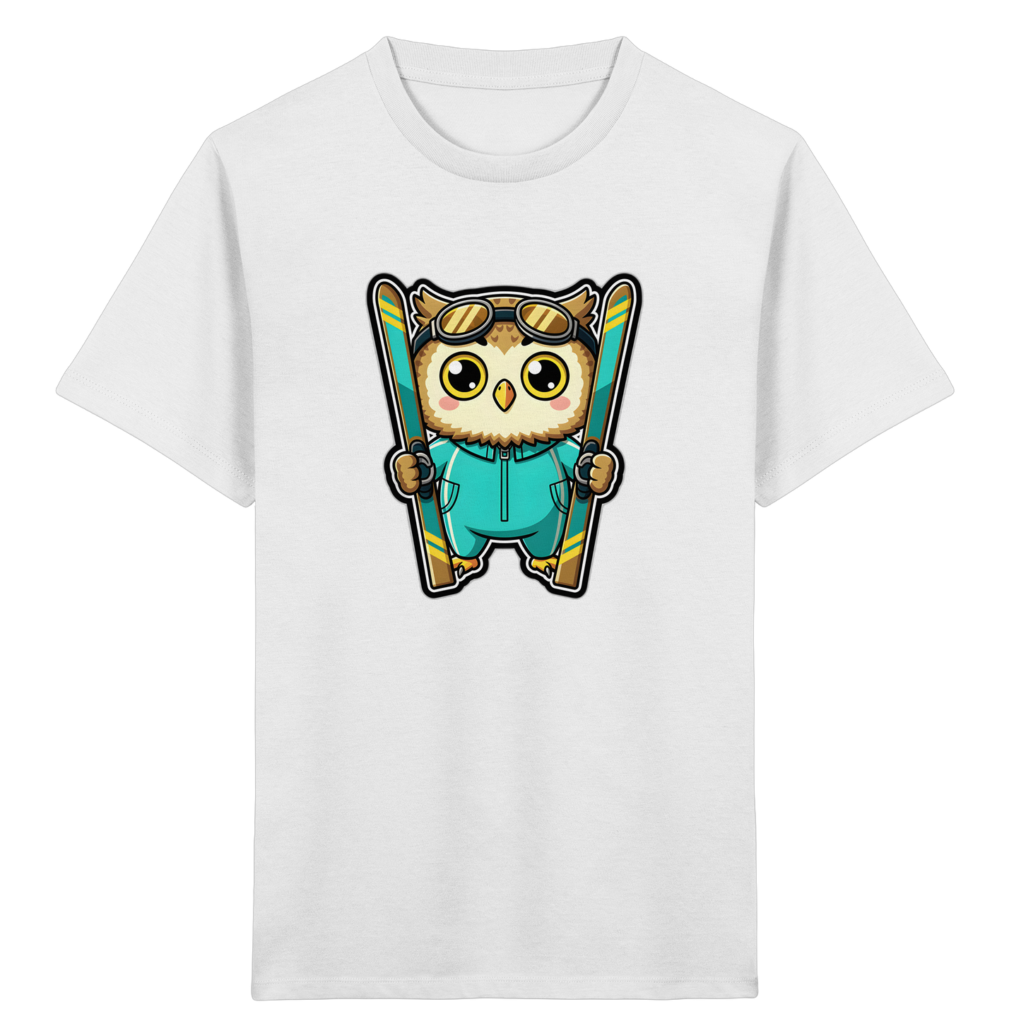 Niedliche Eule auf Skiern T-Shirt - Kinder Bio T-Shirt