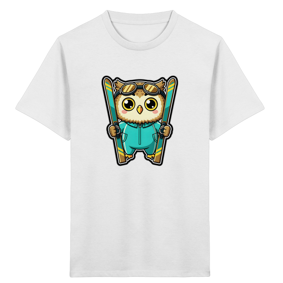 Niedliche Eule auf Skiern T-Shirt - Kinder Bio T-Shirt
