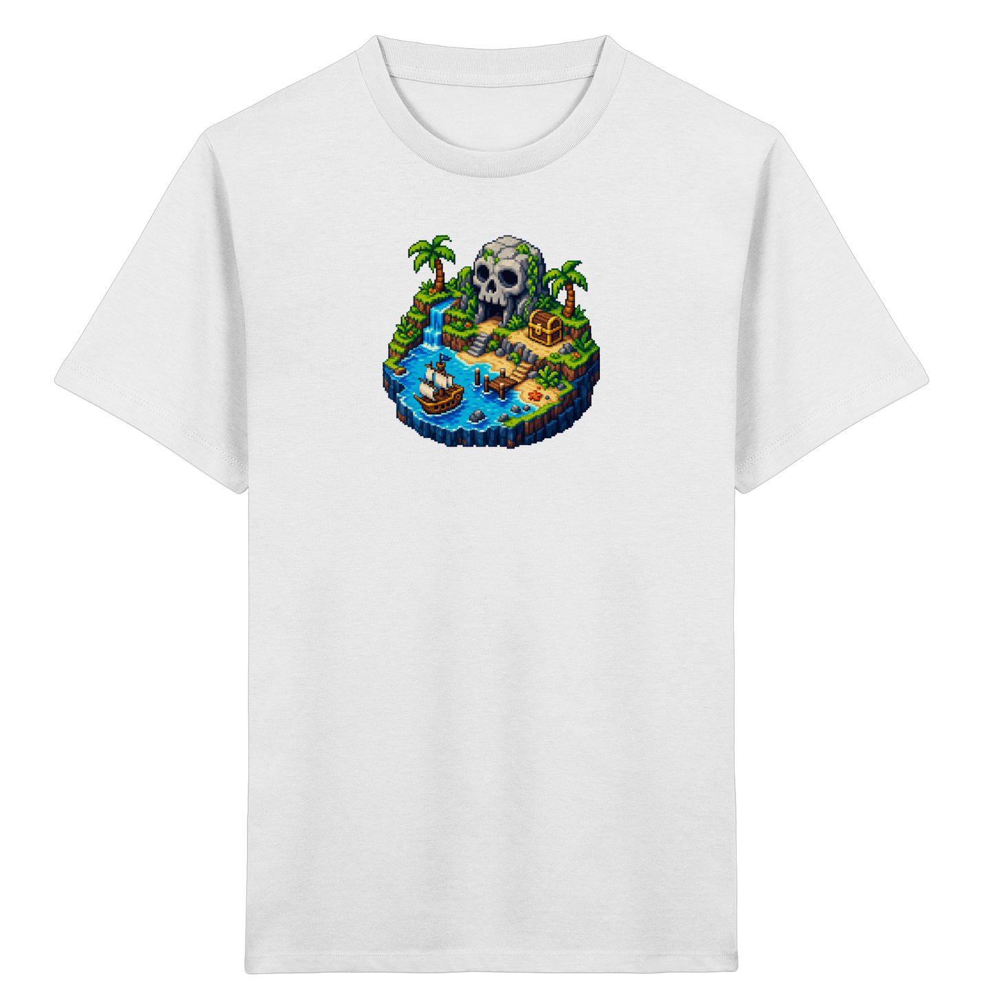 Abenteuerliches Pirateninsel Pixel Art T-Shirt - Kinder Bio T-Shirt