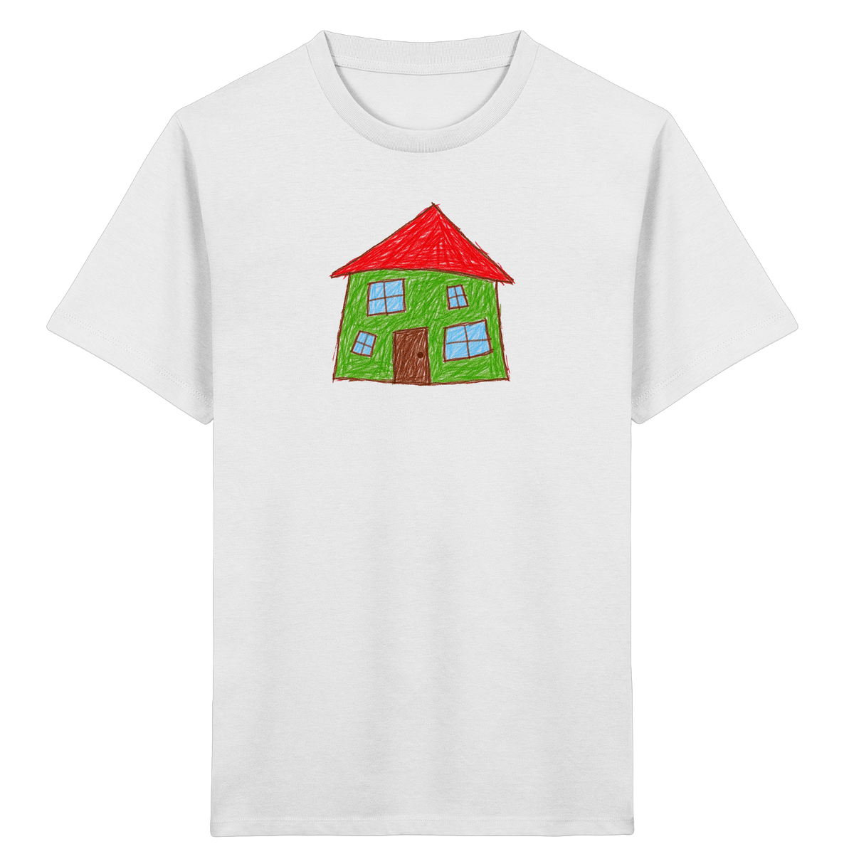 Grünes Haus mit vier Fenstern - Kinder Bio T-Shirt