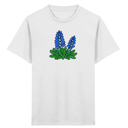 Blaue Kritzel-Lupine für Kinder - Kinder Bio T-Shirt