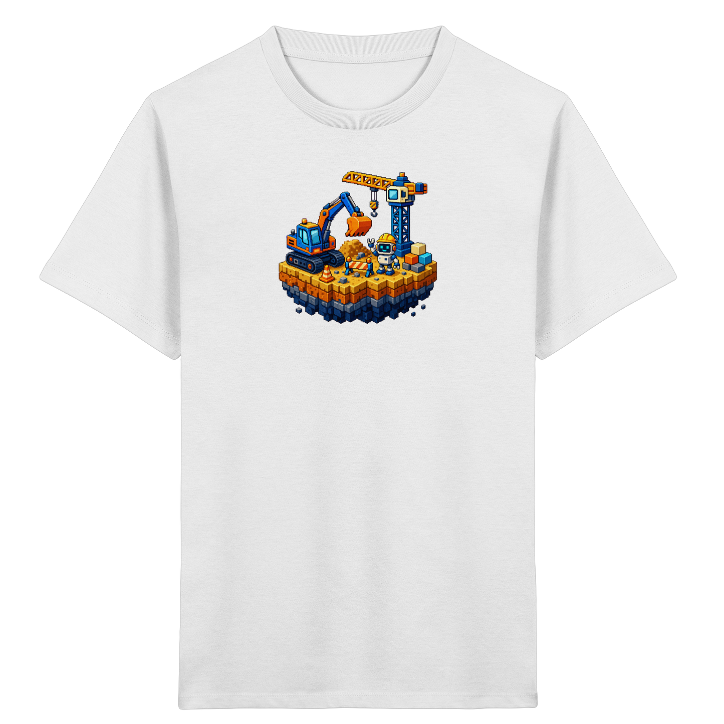 Niedliches Roboter Bagger Pixel T-Shirt - Kinder Bio T-Shirt