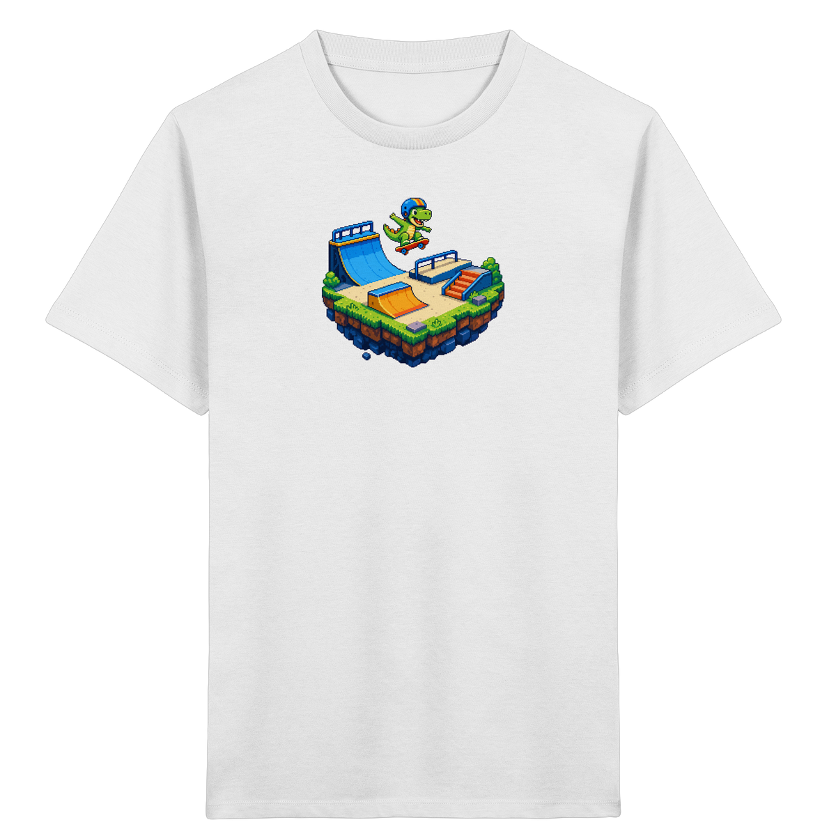 Cooles Skater Dinosaurier Pixel Shirt - Kinder Bio T-Shirt