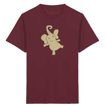 Verspieltes Elefanten T-Shirt handgezeichnet - Burgundy