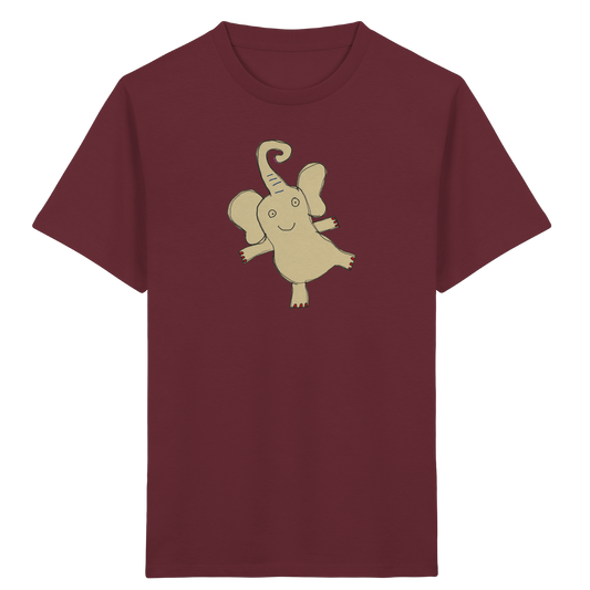 Verspieltes Elefanten T-Shirt handgezeichnet - Burgundy
