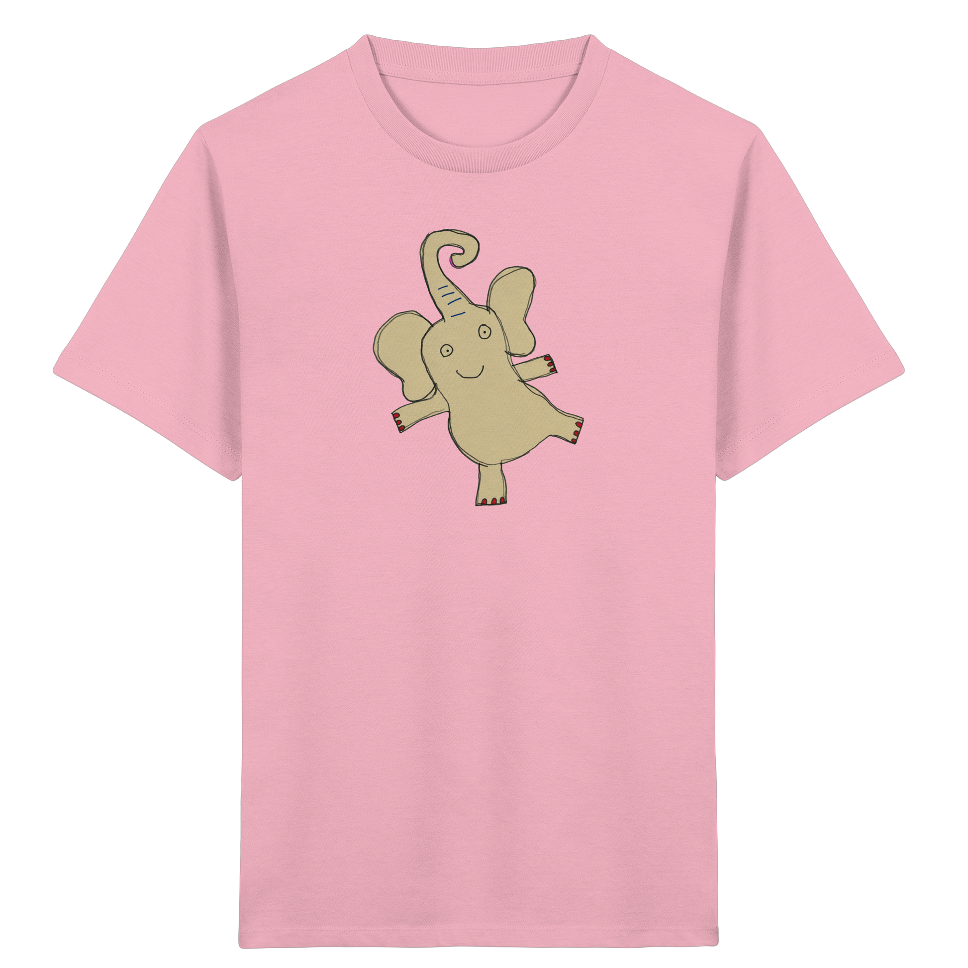 Verspieltes Elefanten T-Shirt handgezeichnet - Cotton Pink