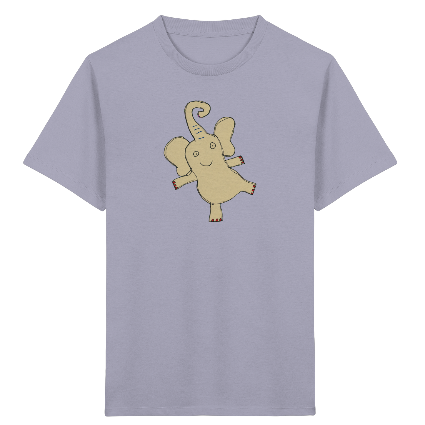 Verspieltes Elefanten T-Shirt handgezeichnet - Lavender