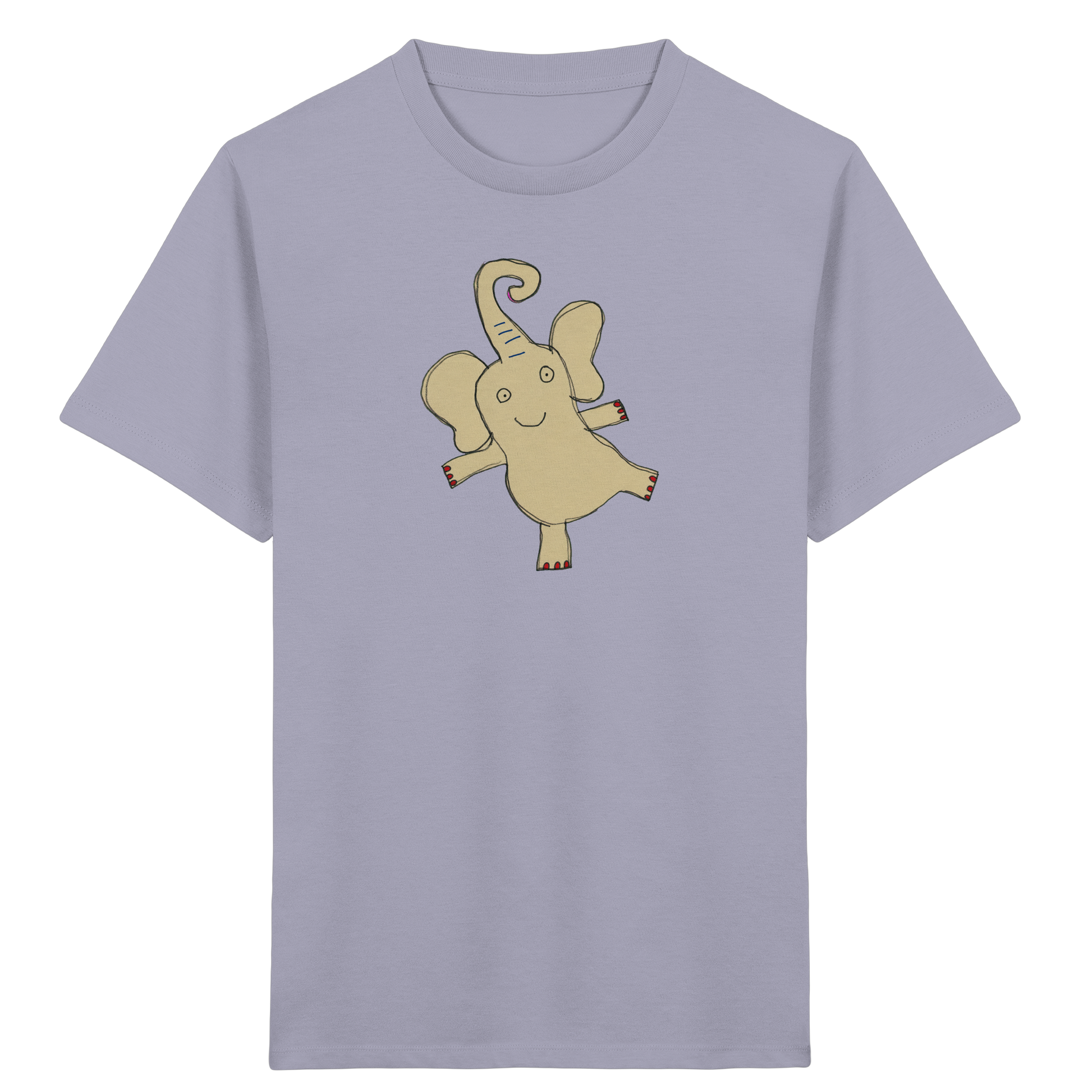 Verspieltes Elefanten T-Shirt handgezeichnet - Lavender