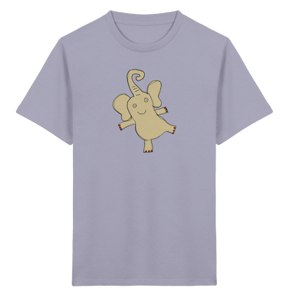 Verspieltes Elefanten T-Shirt handgezeichnet - Lavender