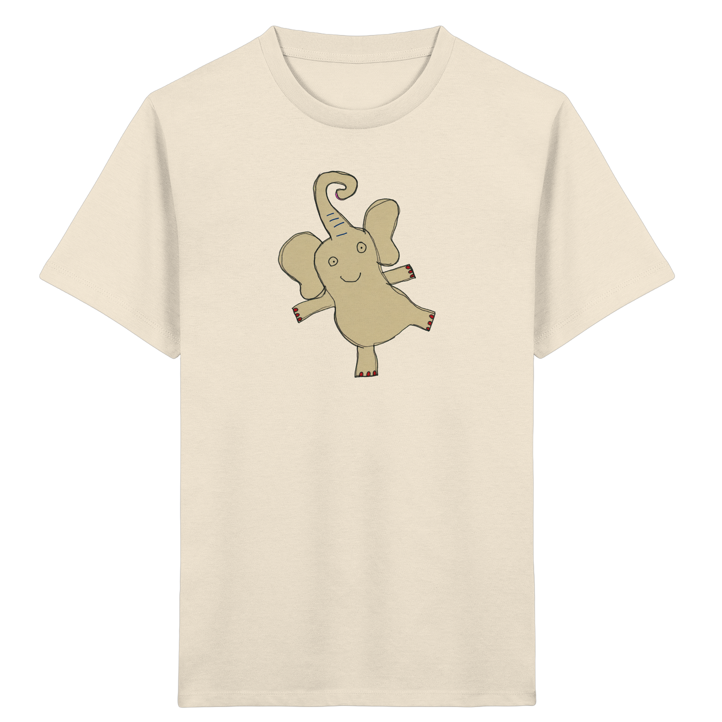 Verspieltes Elefanten T-Shirt handgezeichnet - Natural Raw