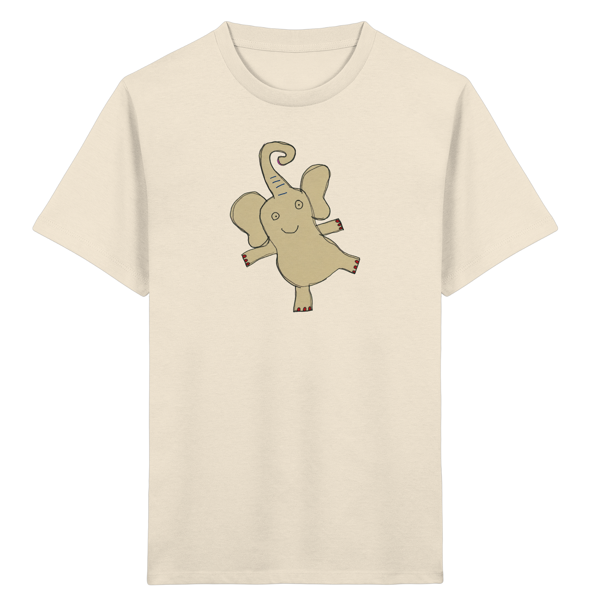 Verspieltes Elefanten T-Shirt handgezeichnet - Natural Raw