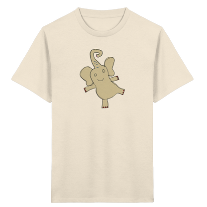 Verspieltes Elefanten T-Shirt handgezeichnet - Natural Raw