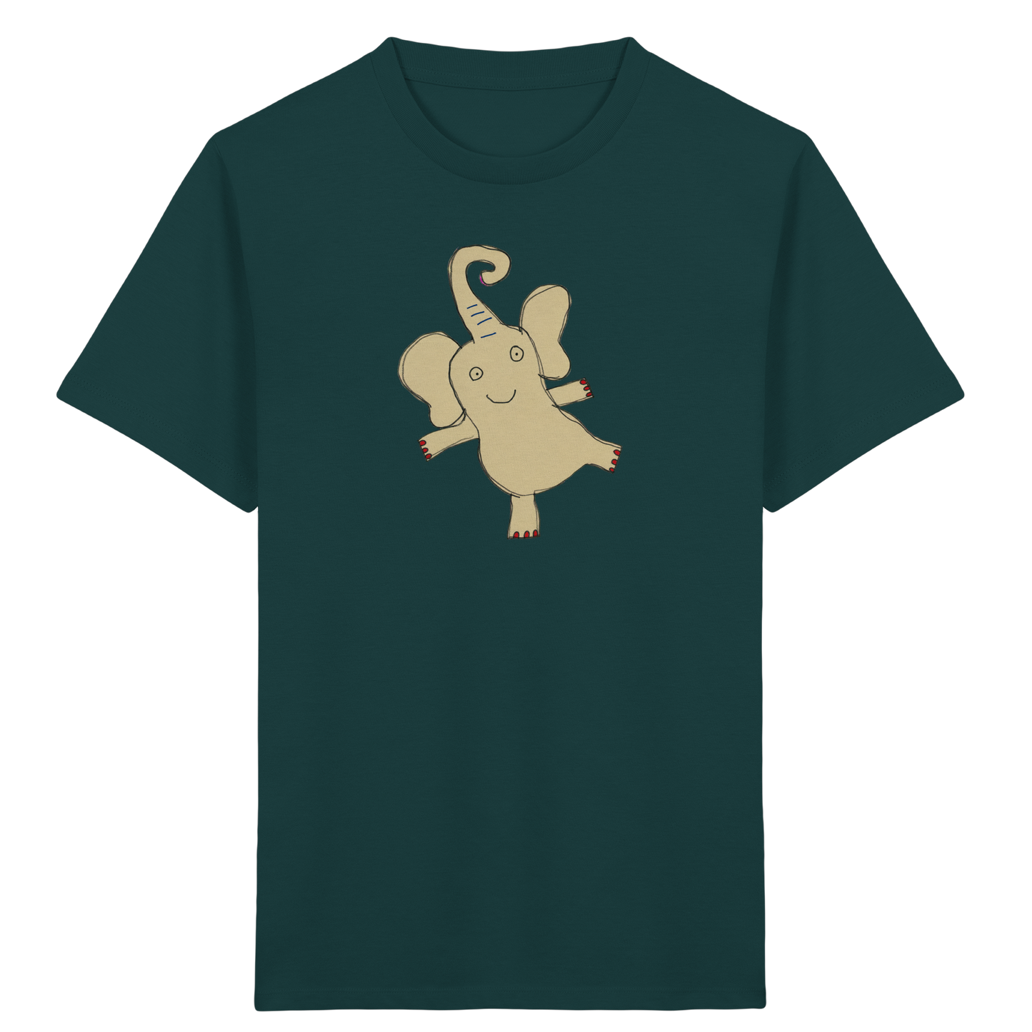 Verspieltes Elefanten T-Shirt handgezeichnet - Glazed Green