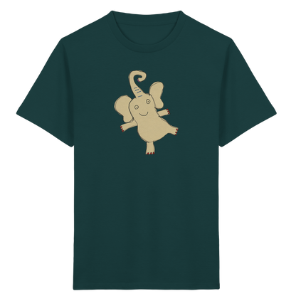 Verspieltes Elefanten T-Shirt handgezeichnet - Glazed Green