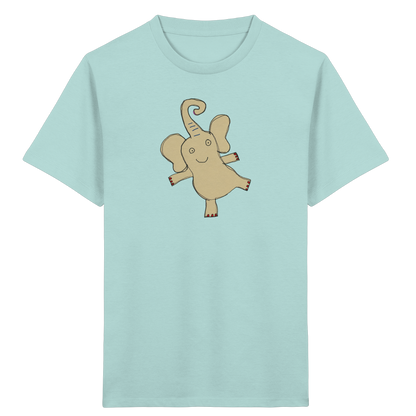 Verspieltes Elefanten T-Shirt handgezeichnet - Caribbean Blue
