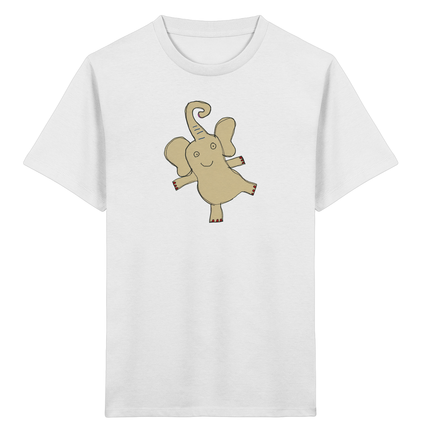 Verspieltes Elefanten T-Shirt handgezeichnet - White