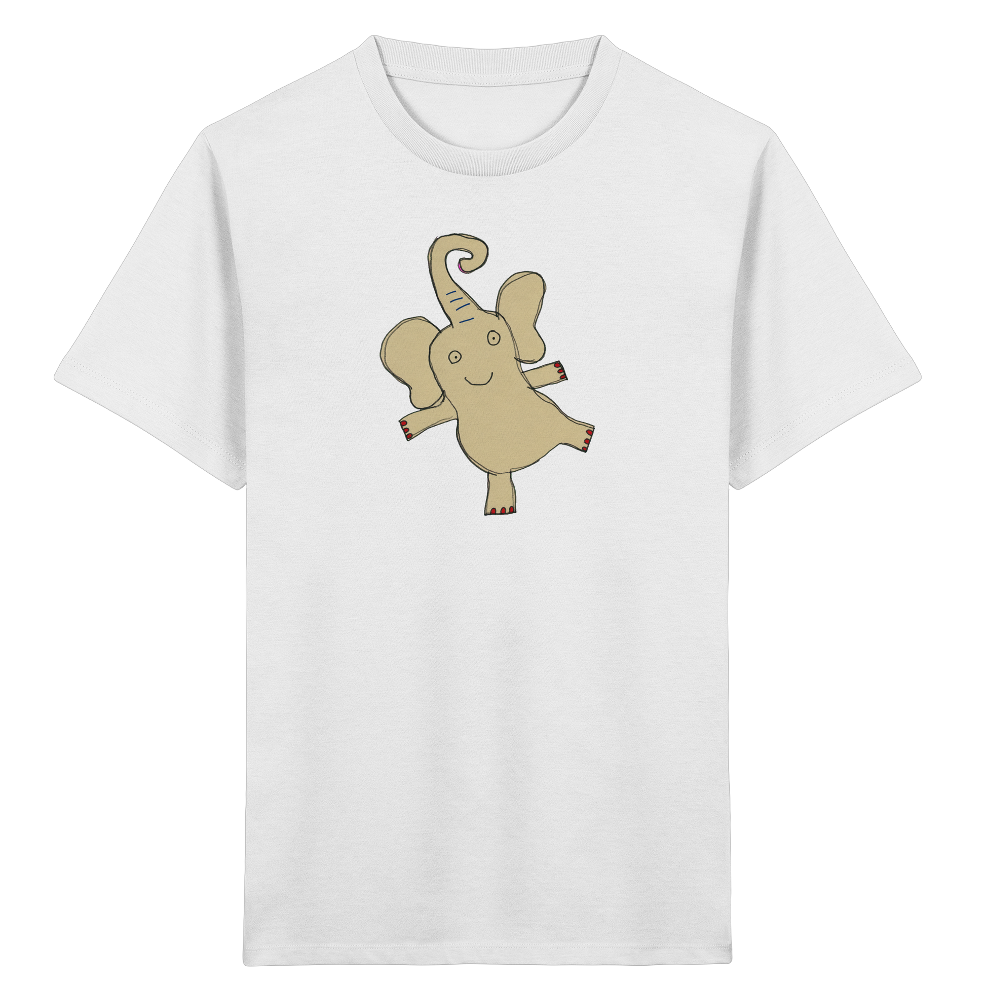Verspieltes Elefanten T-Shirt handgezeichnet - White