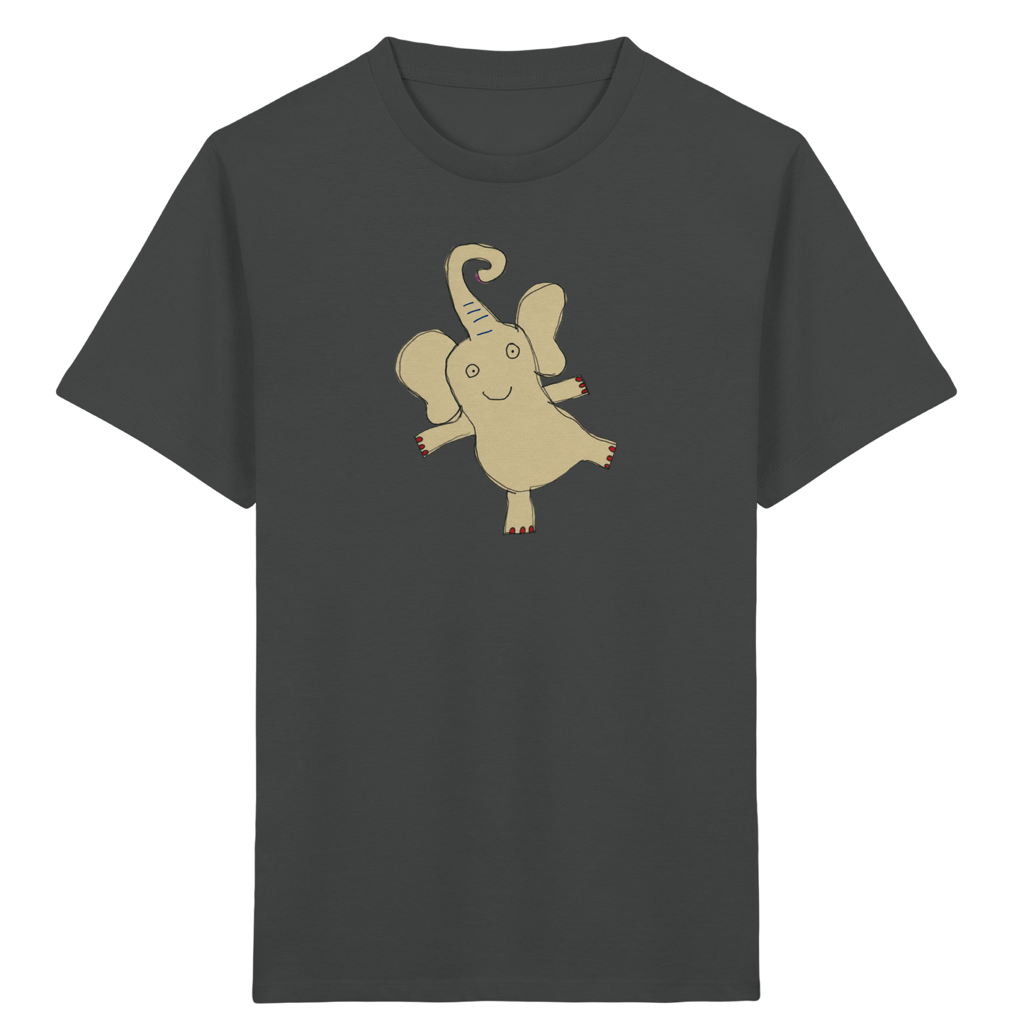 Verspieltes Elefanten T-Shirt handgezeichnet - Anthracite