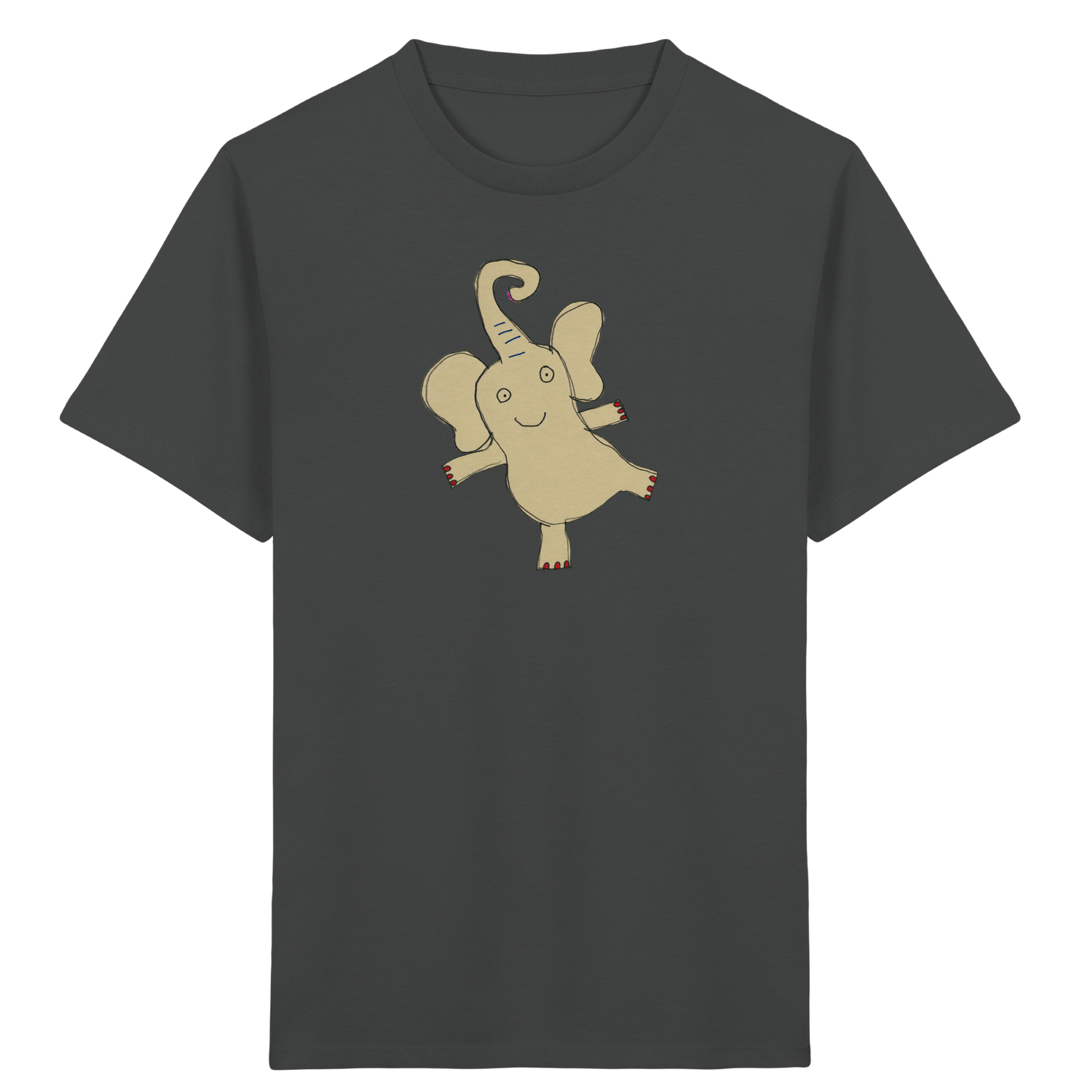 Verspieltes Elefanten T-Shirt handgezeichnet - Anthracite