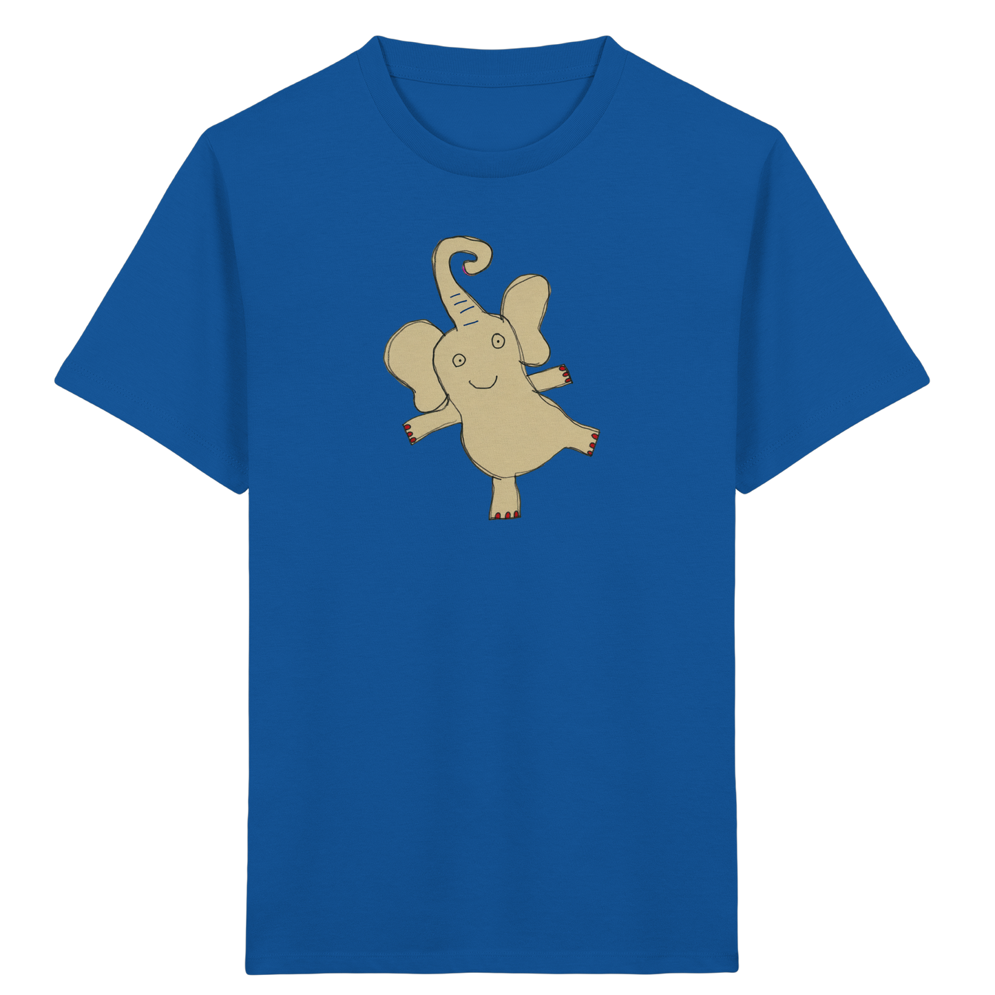 Verspieltes Elefanten T-Shirt handgezeichnet - Royal Blue