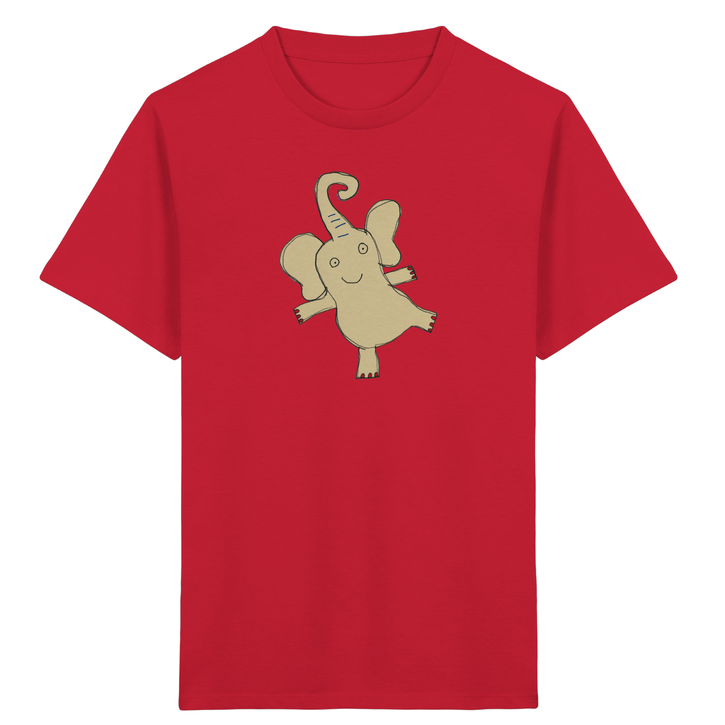 Verspieltes Elefanten T-Shirt handgezeichnet - Red