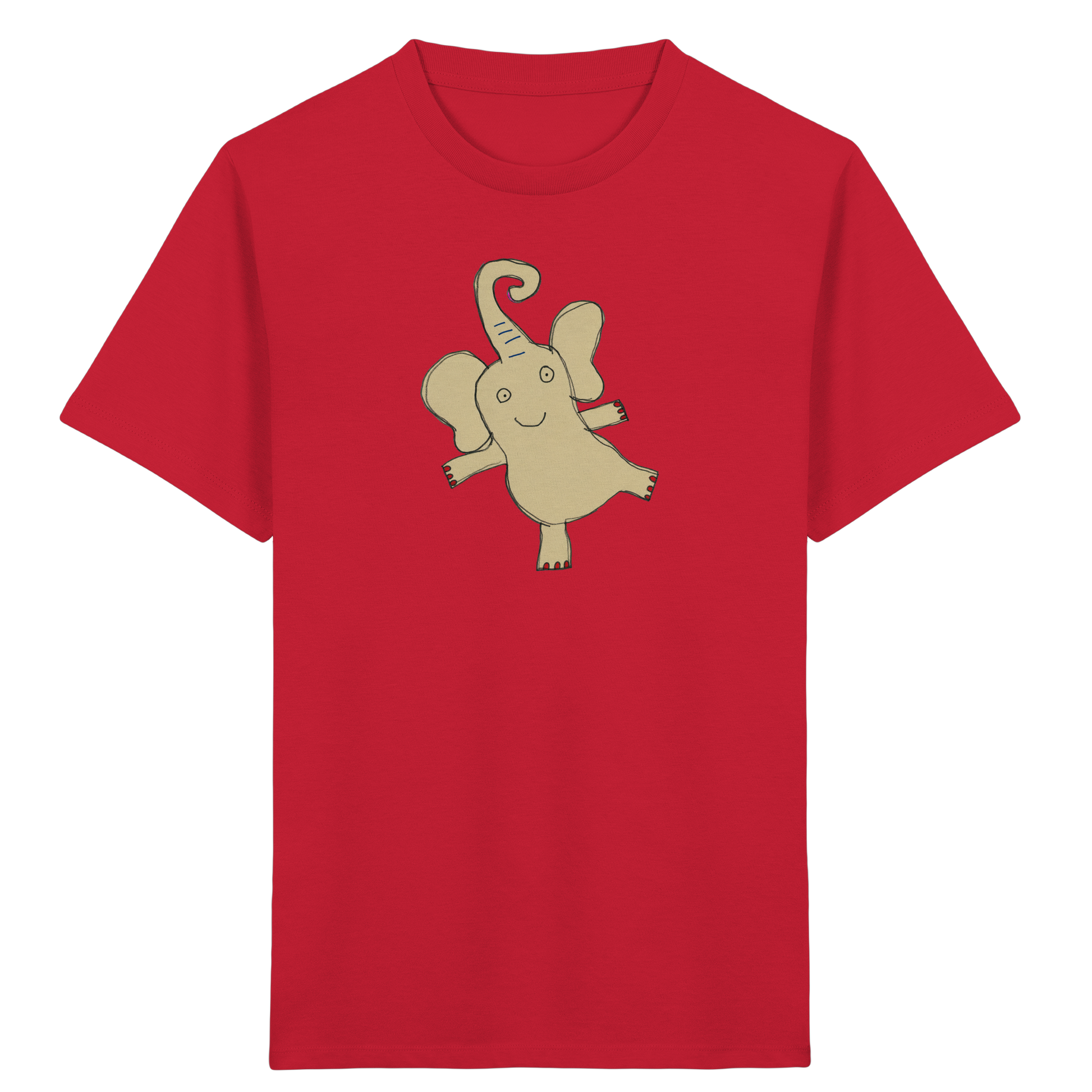 Verspieltes Elefanten T-Shirt handgezeichnet - Red