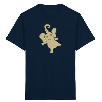Verspieltes Elefanten T-Shirt handgezeichnet - French Navy