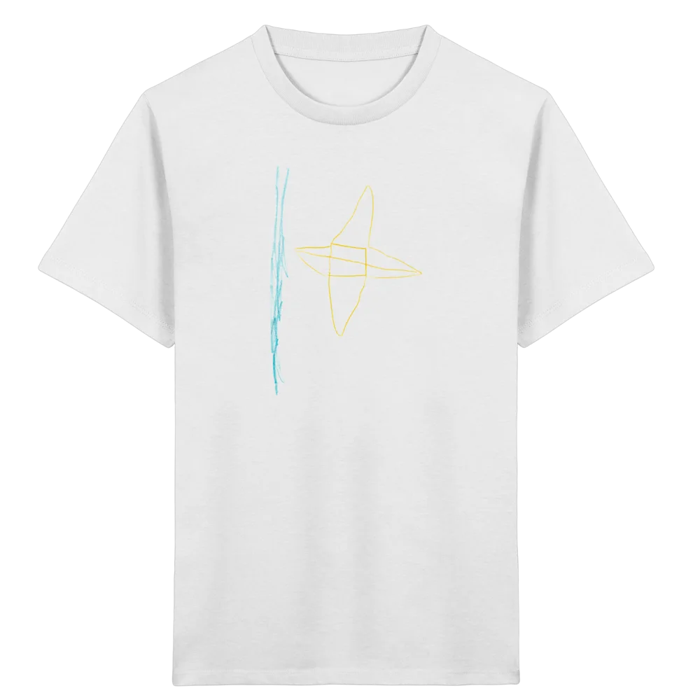 Dieselbe helle Zeichnung auf einem T-Shirt